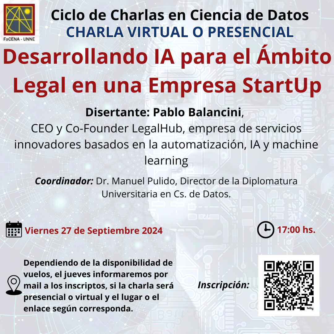 Charla «Desarrollando IA para el ámbito legal en una empresa startup»